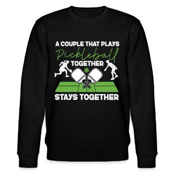 Pickleball Couple A Couple That - Stanley/Stella Unisex Bio-Sweatshirt CHANGER  - Schwarz - Vorne - Nik (191cm) & Marisol (170cm)