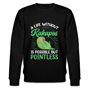 Kakapo Leben ohne flugunfähiger Kakapo - Stanley/Stella Unisex Bio-Sweatshirt CHANGER  - Schwarz - Vorne - Nik (191cm) & Marisol (170cm)