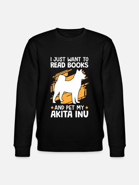 Boeken lezen en Akita Inu Shiba Inu aaien - Stanley/Stella Uniseks bio-sweatshirt CHANGER  - zwart