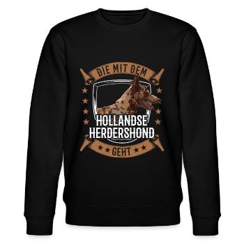 Die mit dem Hollandse Herdershond geht - Stanley/Stella Unisex Bio-Sweatshirt CHANGER  - Schwarz - Vorne - Nik (191cm) & Marisol (170cm)