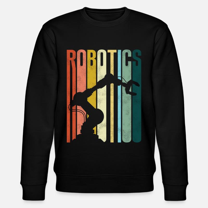 Robot Robotics Engineer Retro - Stanley/Stella CHANGER Unisex Organic Sweatshirt - black