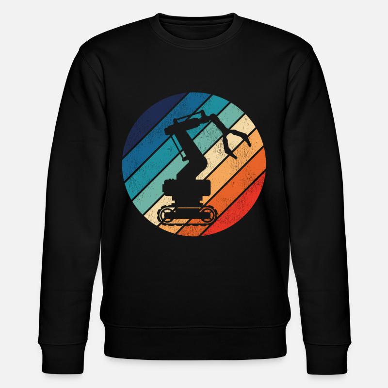 Robot Robotics Engineer Retro - Stanley/Stella CHANGER Unisex Organic Sweatshirt - black