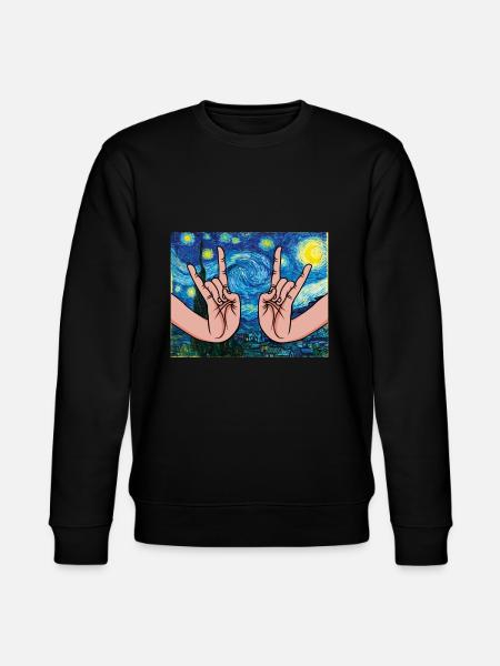 Japanske rockhænder i stjernenatten - Stanley/Stella økologisk unisex-sweatshirt CHANGER  - sort