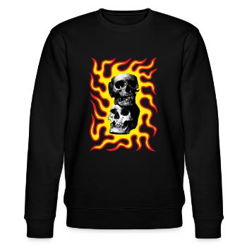 Skulls On Fire From Hell - Stanley/Stella CHANGER Unisex Organic Sweatshirt - black - Front - Nik (191cm) & Marisol (170cm)