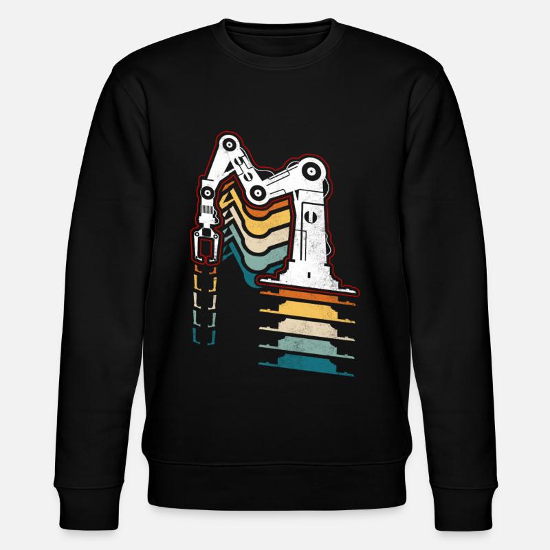 Robot Robotics Engineer Retro - Stanley/Stella Unisex Bio-Sweatshirt CHANGER  - Schwarz