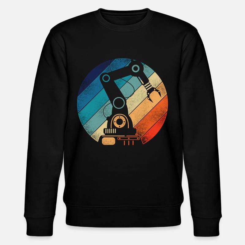 Robot Robotics Engineer Retro - Stanley/Stella Unisex Bio-Sweatshirt CHANGER  - Schwarz