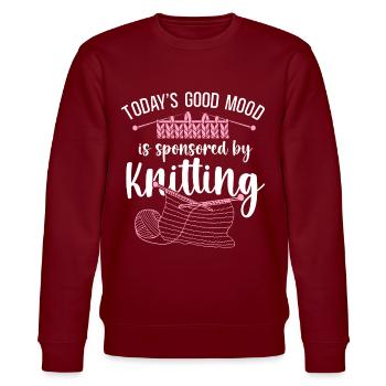 Knitting Knitter Today's Good Mood - Stanley/Stella Unisex Bio-Sweatshirt CHANGER  - Burgunderrot - Vorne - Nik (191cm) & Marisol (170cm)