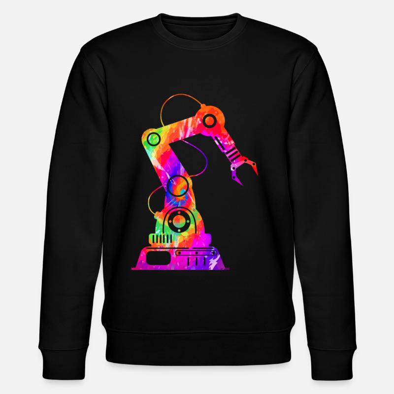 Robot Robotics Engineer Tie Dye - Stanley/Stella CHANGER Unisex Organic Sweatshirt - black