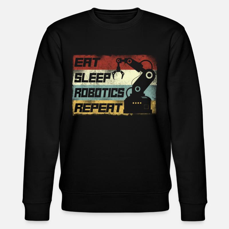 Robot Robotics Engineer Retro - Stanley/Stella Unisex Bio-Sweatshirt CHANGER  - Schwarz