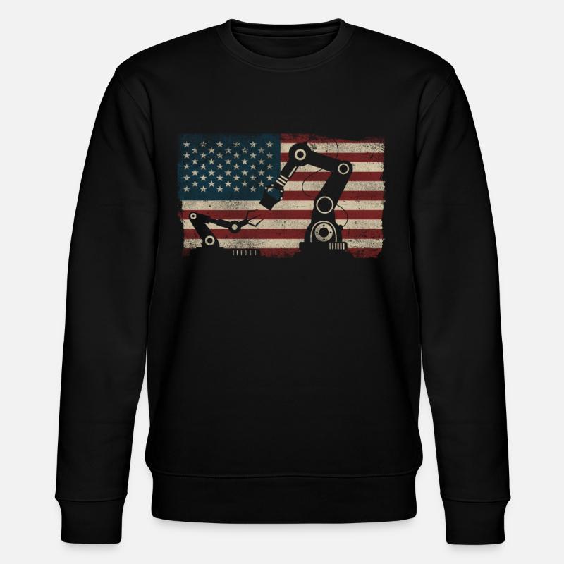 Robot Robotics Engineer American - Stanley/Stella CHANGER Unisex Organic Sweatshirt - black