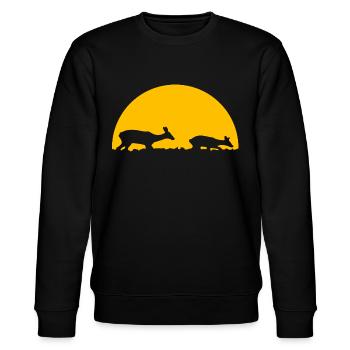 Cerf au coucher du soleil - Sweat bio CHANGER Stanley/Stella Unisexe - noir - Devant - Nik (191cm) & Marisol (170cm)