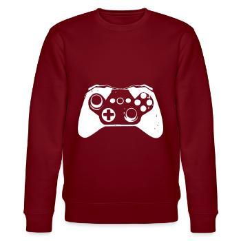 Cooler Gaming Controller für Gamer - Stanley/Stella Unisex Bio-Sweatshirt CHANGER  - Burgunderrot - Vorne - Nik (191cm) & Marisol (170cm)