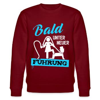 JGA Bräutigam T-Shirt Junggesellenabschied Männer - Stanley/Stella Unisex Bio-Sweatshirt CHANGER  - Burgunderrot - Vorne - Nik (191cm) & Marisol (170cm)