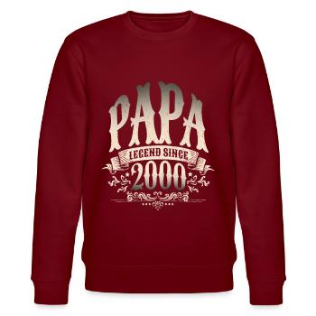 Papa Legend Since 2000 Geschenk für stolze Väter - Stanley/Stella Unisex Bio-Sweatshirt CHANGER  - Burgunderrot - Vorne - Nik (191cm) & Marisol (170cm)