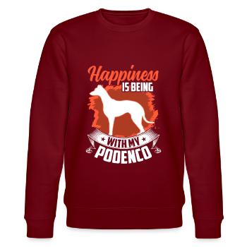 Podenco macht glücklich spanischer Windhund - Stanley/Stella Unisex Bio-Sweatshirt CHANGER  - Burgunderrot - Vorne - Nik (191cm) & Marisol (170cm)