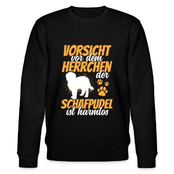 Vorsicht vor dem Schafpudel Hütepudel - Stanley/Stella Unisex Bio-Sweatshirt CHANGER  - Schwarz - Vorne - Nik (191cm) & Marisol (170cm)
