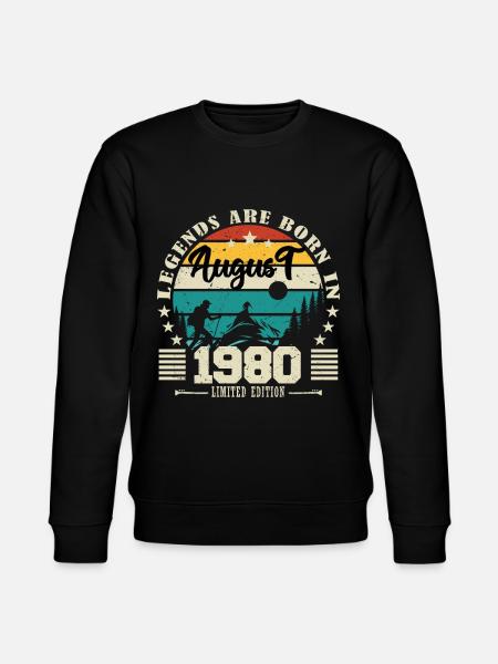 August 1980. Birthday gift August 1980. August - Stanley/Stella CHANGER Unisex Organic Sweatshirt - black
