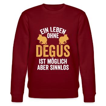 Leben ohne Degu Nagetier Stauchratte - Stanley/Stella Unisex Bio-Sweatshirt CHANGER  - Burgunderrot - Vorne - Nik (191cm) & Marisol (170cm)