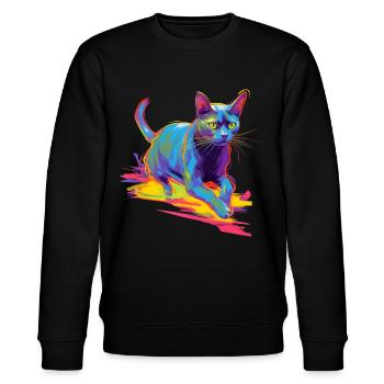 Colorful Cat Neon - Stanley/Stella CHANGER Unisex Organic Sweatshirt - black - Front - Nik (191cm) & Marisol (170cm)