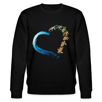 Sea Turtle Tortoise Heart - Stanley/Stella Unisex Bio-Sweatshirt CHANGER  - Schwarz - Vorne - Nik (191cm) & Marisol (170cm)