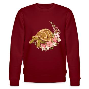Tortue de Mer Tortue Fleur Florale - Sweat bio CHANGER Stanley/Stella Unisexe - bordeaux - Devant - Nik (191cm) & Marisol (170cm)