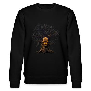 Gruseliges Halloween-Design Totenschädel Schädel - Stanley/Stella Unisex Bio-Sweatshirt CHANGER  - Schwarz - Vorne - Nik (191cm) & Marisol (170cm)