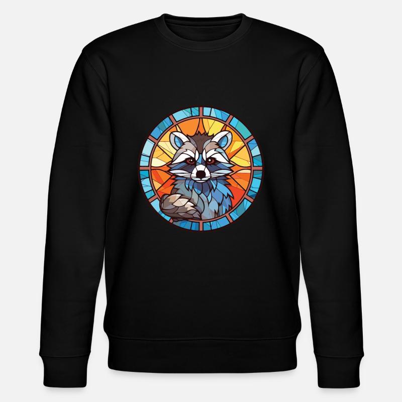 Waschbär Bunte Aquarell-Tierillustration - Stanley/Stella Unisex Bio-Sweatshirt CHANGER  - Schwarz