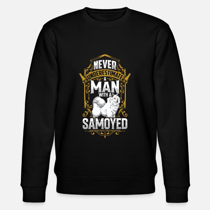 Mann mit Samojede Samojedenspitz - Stanley/Stella Unisex Bio-Sweatshirt CHANGER  - Schwarz