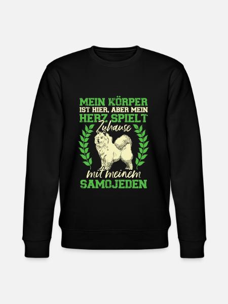 Samojede spielt Zuhause Samojedenspitz - Stanley/Stella Unisex Bio-Sweatshirt CHANGER  - Schwarz