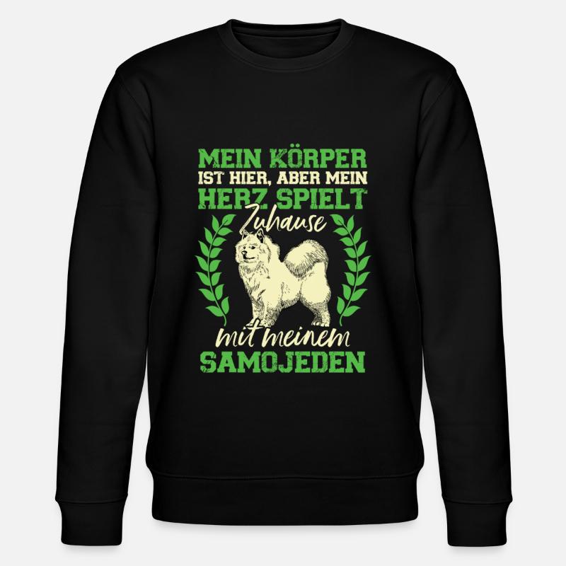Samojede spielt Zuhause Samojedenspitz - Stanley/Stella Unisex Bio-Sweatshirt CHANGER  - Schwarz