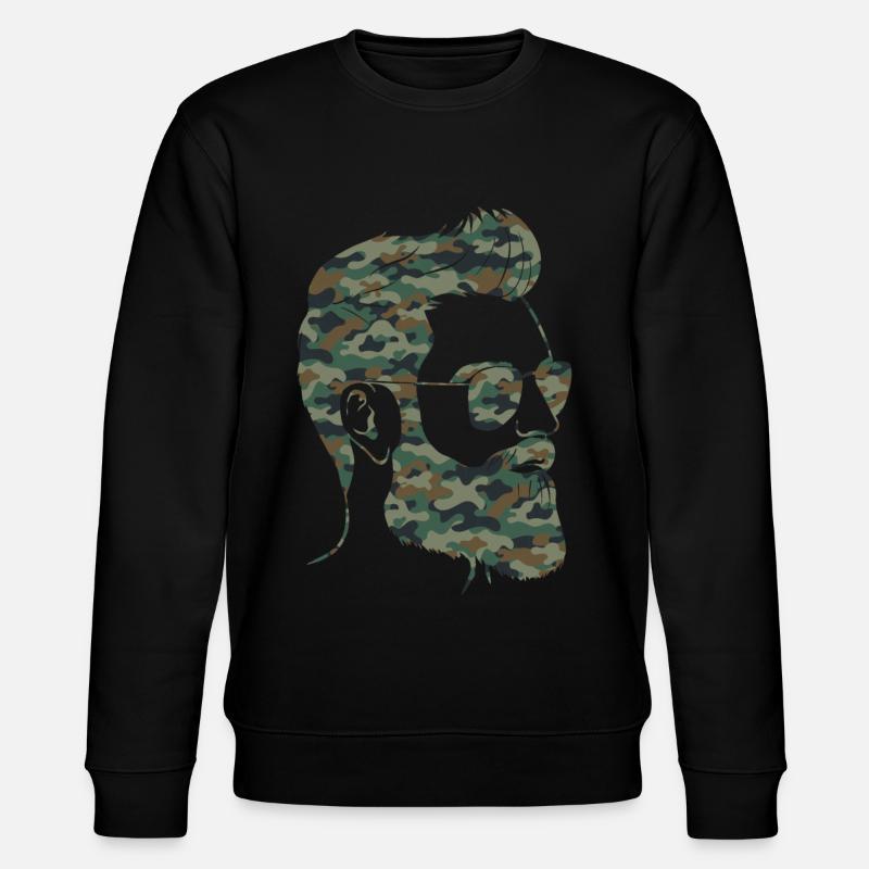 Beard Lover Bearded Man Camo - Stanley/Stella CHANGER Unisex Organic Sweatshirt - black