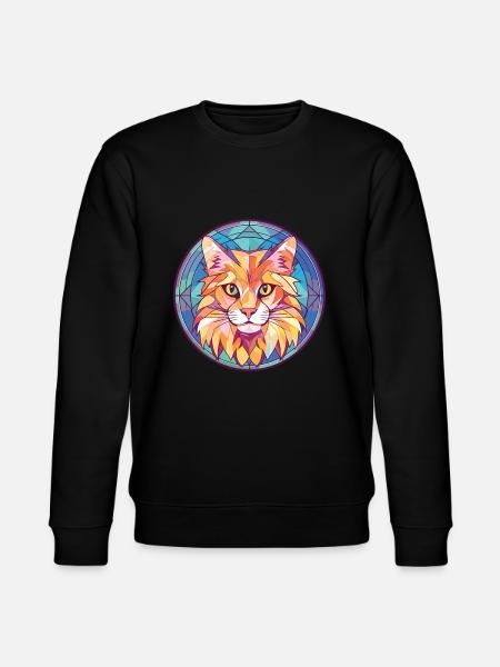 Maine Coon Cat Colorful Watercolor Illustration - Stanley/Stella CHANGER Unisex Organic Sweatshirt - black
