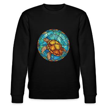 Schildkröte buntes Aquarell Tier Haustier Illustration - Stanley/Stella Unisex Bio-Sweatshirt CHANGER  - Schwarz - Vorne - Nik (191cm) & Marisol (170cm)