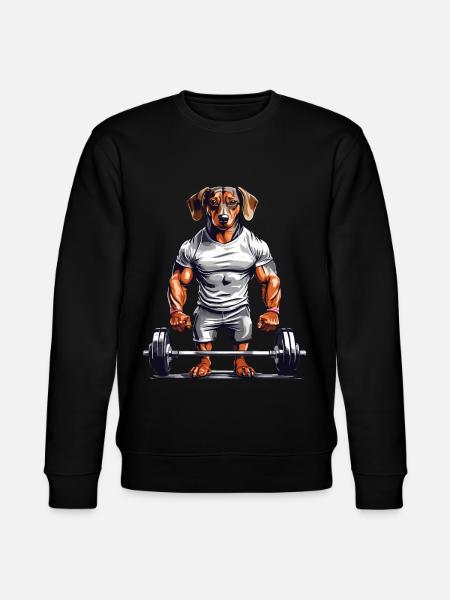 Muscle Dachshund Bodybuilder Dog Love Dog Design - Stanley/Stella CHANGER Unisex Organic Sweatshirt - black