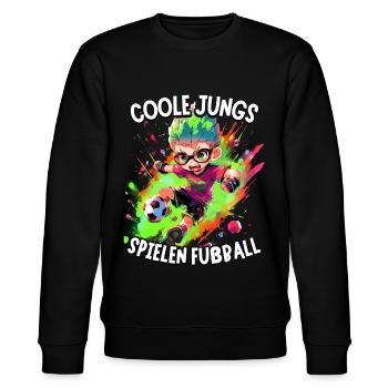 Coole Jungs spielen Fußball für Jungen Fußballer - Stanley/Stella Unisex Bio-Sweatshirt CHANGER  - Schwarz - Vorne - Nik (191cm) & Marisol (170cm)