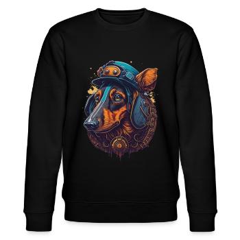 Conception de chien teckel steampunk pour les amoureux des chiens - Sweat bio CHANGER Stanley/Stella Unisexe - noir - Devant - Nik (191cm) & Marisol (170cm)