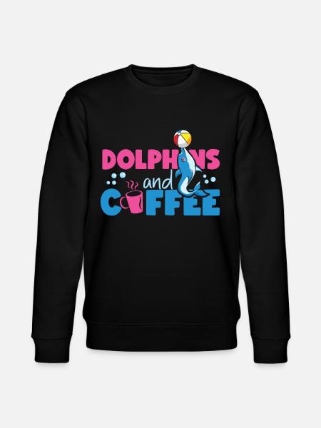 Dolphin Coffee Dolphins And Coffee - Stanley/Stella CHANGER Unisex Organic Sweatshirt - black