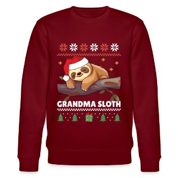 Grandma Sloth Süßes Faultier Xmas Ugly Christmas - Stanley/Stella Unisex Bio-Sweatshirt CHANGER  - Burgunderrot - Vorne - Nik (191cm) & Marisol (170cm)