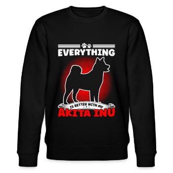 Besser mit Akita Inu japanischer Akita Inu - Stanley/Stella Unisex Bio-Sweatshirt CHANGER  - Schwarz - Vorne - Nik (191cm) & Marisol (170cm)