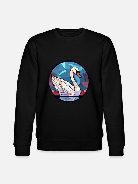 Schwanen-Buntglas-Cartoon-Kawaii-Tier - Stanley/Stella Unisex Bio-Sweatshirt CHANGER - Schwarz