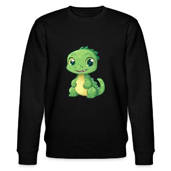 Basilisk Niedlich Glücklich Kawaii Cartoon Clipart Tier - Stanley/Stella Unisex Bio-Sweatshirt CHANGER  - Schwarz - Vorne - Nik (191cm) & Marisol (170cm)