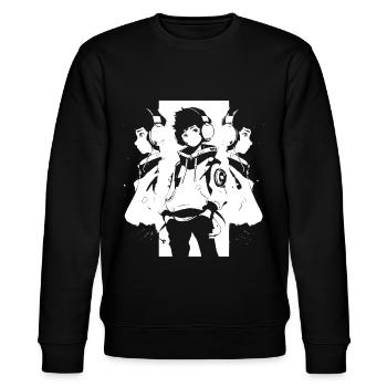 Shibuya's cool Cyberpunk Style Anime Boy Otaku - Stanley/Stella Unisex Bio-Sweatshirt CHANGER  - Schwarz - Vorne - Nik (191cm) & Marisol (170cm)