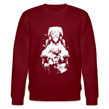 Shibuya's cool Cyberpunk Style Anime Boy Otaku - Stanley/Stella Unisex Bio-Sweatshirt CHANGER  - Burgunderrot - Vorne - Nik (191cm) & Marisol (170cm)
