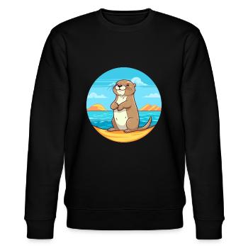 Loutre aquarelle dessin animé Kawaii Clipart Animal - Sweat bio CHANGER Stanley/Stella Unisexe - noir - Devant - Nik (191cm) & Marisol (170cm)