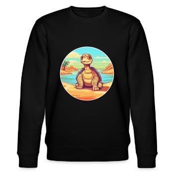 Schildkröte Aquarell Cartoon Kawaii Clipart Tier - Stanley/Stella Unisex Bio-Sweatshirt CHANGER  - Schwarz - Vorne - Nik (191cm) & Marisol (170cm)