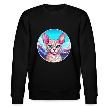 Devon Rex Katze Bunte Karikatur Aquarell Illustra - Stanley/Stella Unisex Bio-Sweatshirt CHANGER  - Schwarz - Vorne - Nik (191cm) & Marisol (170cm)