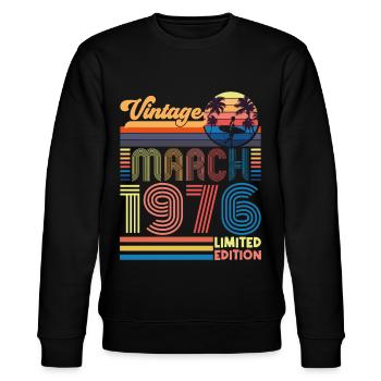 Geburtstag März 1976.Geschenk März 1976.März 1976 - Stanley/Stella Unisex Bio-Sweatshirt CHANGER  - Schwarz - Vorne - Nik (191cm) & Marisol (170cm)