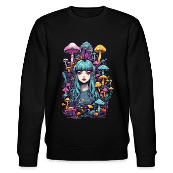 Psychedelische Party Goa Pilz Festival Kunst - Stanley/Stella Unisex Bio-Sweatshirt CHANGER  - Schwarz - Vorne - Nik (191cm) & Marisol (170cm)