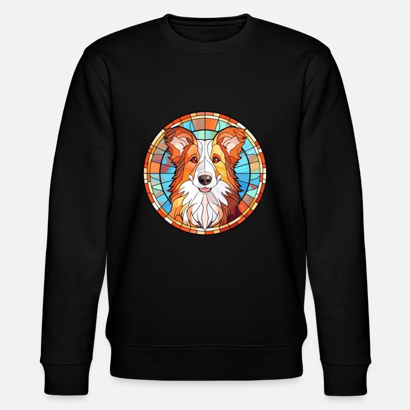 Shetland Schäferhund Hunderasse Buntglas Bunt - Stanley/Stella Unisex Bio-Sweatshirt CHANGER  - Schwarz