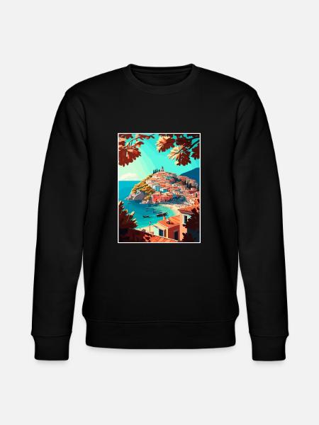 Parga Grækenland Dekoration Vintage Rejseplakat WPA - Stanley/Stella økologisk unisex-sweatshirt CHANGER  - sort